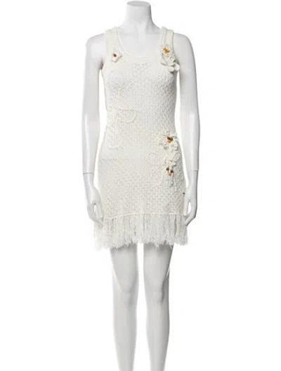 Pre-owned Lingua Franca Scoop Neck Mini Dress In White