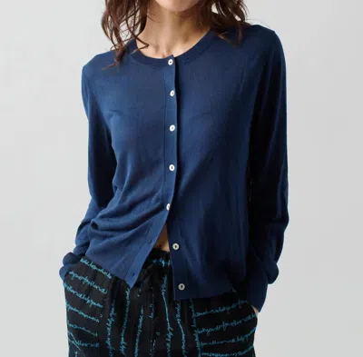 Lingua Franca Silk Blend Cardigan In Navy In Blue