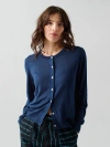 Lingua Franca Silk Blend Cardigan In Navy