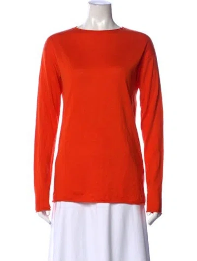 Pre-owned Lingua Franca Silk Crew Neck Sweater In Orange