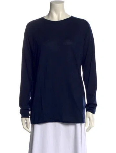 Pre-owned Lingua Franca Silk Crew Neck Sweatshirt In Blue