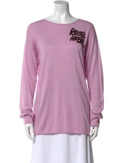 Pre-owned Lingua Franca Silk Graphic Print Sweater In Purple