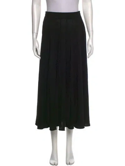 Pre-owned Lingua Franca Silk Midi Length Skirt In Black