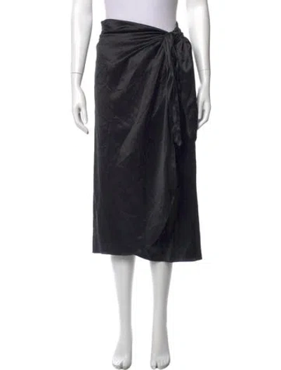 Pre-owned Lingua Franca Silk Midi Length Skirt In Black