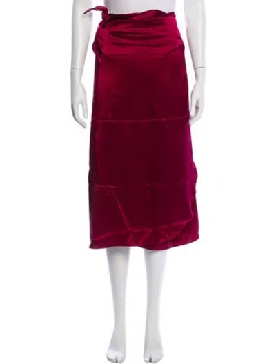 Pre-owned Lingua Franca Silk Midi Length Skirt In Burgundy