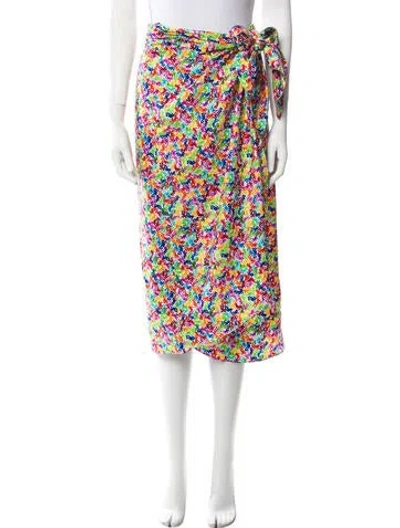 Pre-owned Lingua Franca Silk Midi Length Skirt In Multi