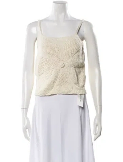Pre-owned Lingua Franca Square Neckline Sleeveless Crop Top In Neutral