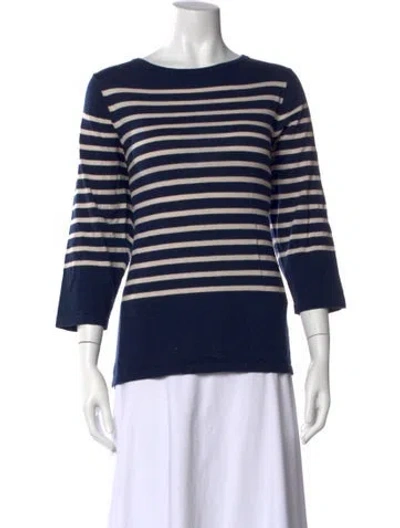 Pre-owned Lingua Franca Striped Bateau Neckline T-shirt In Blue