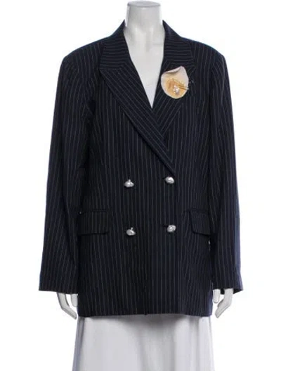 Pre-owned Lingua Franca Striped Blazer In Blue