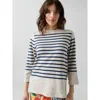 Lingua Franca Striped Boatneck In Canvas
