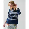 Lingua Franca Striped Boatneck In Navy