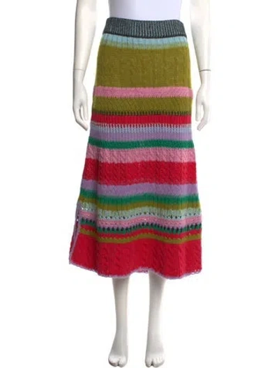 Pre-owned Lingua Franca Striped Midi Length Skirt In Multi