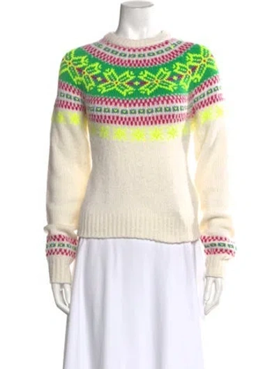 Pre-owned Lingua Franca Striped Scoop Neck Sweater In Multi