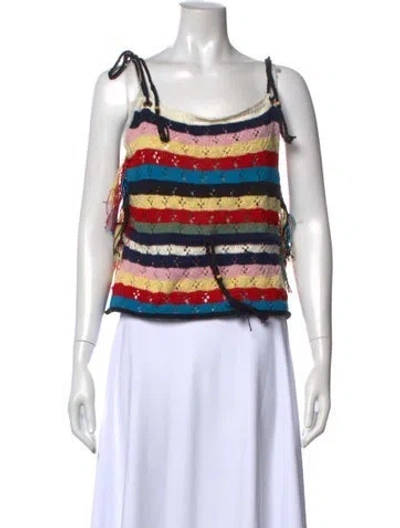 Pre-owned Lingua Franca Striped Scoop Neck Top W/ Tags In Red