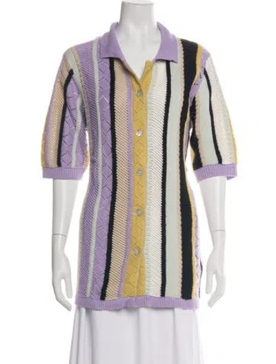 Pre-owned Lingua Franca Striped V-neck Sweater In Multicolor