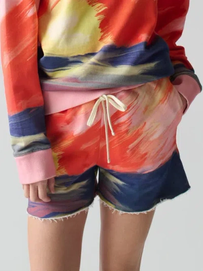 Lingua Franca Sunset Sweatshort In Sunset Print