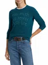 Lingua Franca Too Much Is Really Just Fine Crewneck In Peacock Heather In Green