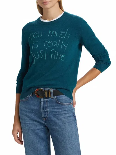 Lingua Franca Too Much Is Really Just Fine Crewneck In Peacock Heather In Green