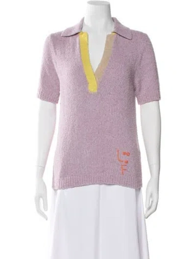 Pre-owned Lingua Franca V-neck Short Sleeve Polo In Purple