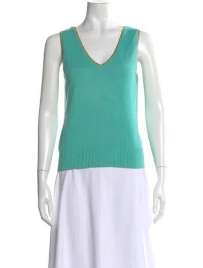 Pre-owned Lingua Franca V-neck Sleeveless Top In Green