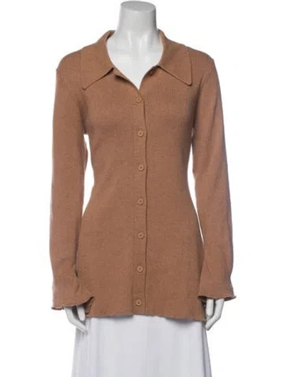 Pre-owned Lingua Franca V-neck Sweater In Brown