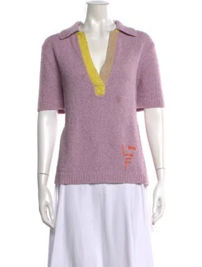 Pre-owned Lingua Franca V-neck Sweater In Purple