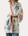 Lingua Franca Women's Benetos Floral Cotton Knit Shawl Collar Cardigan In Cream Multi