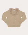 Lingua Franca Ruffle-trim Brushed Wool Cardigan In Neutrals