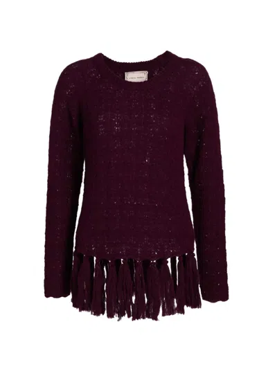 Lingua Franca Women's Fia Alpaca-blend Fringe Sweater In Burgundy