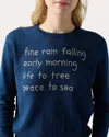Lingua Franca Fine Rain Falling Crewneck In Blue