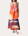 Lingua Franca Ilias Sleeveless Midi Dress In Sunset Print