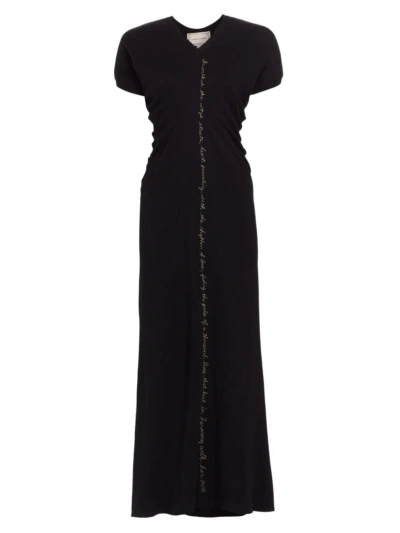 Lingua Franca Women's Jane Embroidered Knit Maxi Dress In Coal