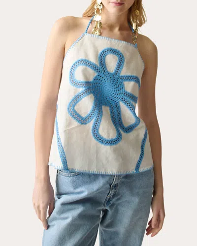 LINGUA FRANCA WOMEN'S KAMPOS FLORAL CROCHET HALTER TOP