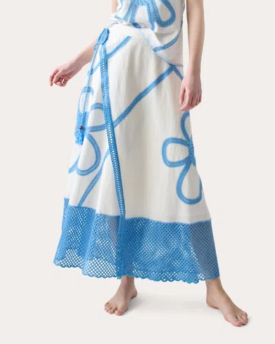 Lingua Franca Women's Kampos Floral Crochet Wrap Skirt In White
