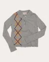 Lingua Franca Women's Lee Argyle Wool-blend Polo Top In Grey