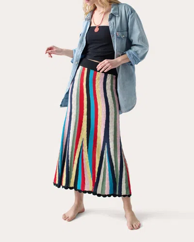 Lingua Franca Women's Marathi Stripe Cotton Knit Trumpet Skirt In Stripe Multi