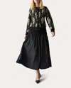 Lingua Franca Women's Mekas Cable-knit And Cotton-moire Skirt In Black