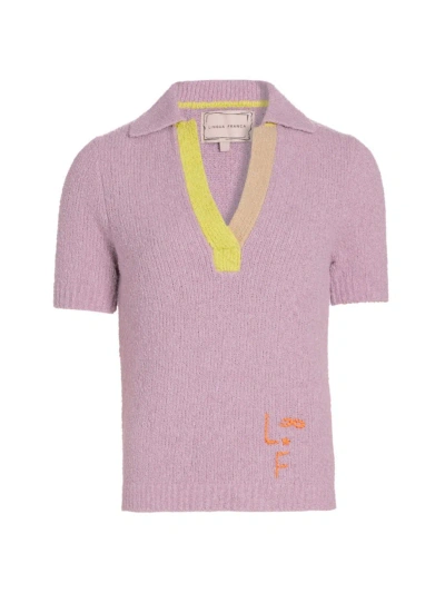 Lingua Franca Women's Miller Bouclé-knit Polo Shirt In Lilac Frost