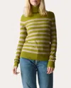 Lingua Franca Morrissey Stripe Turtleneck In Olive Oil In Green