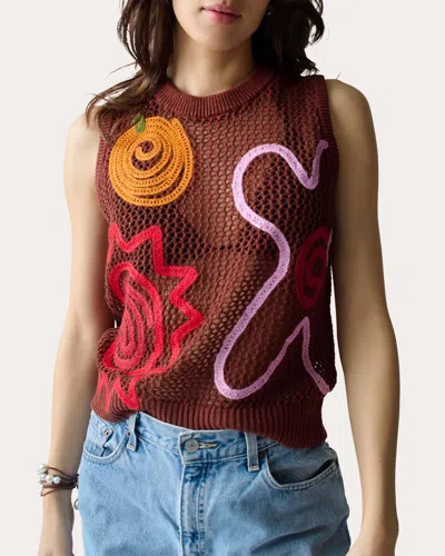 LINGUA FRANCA WOMEN'S ONAR EMBROIDERED MESH KNIT TANK TOP