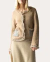 Lingua Franca Onassis Fringe-trim Tweed Knit Jacket In Neutrals