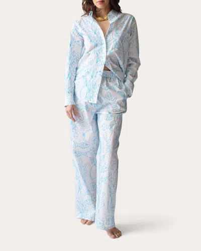 Lingua Franca Women's Petra Embroidered Cotton Button-up Shirt In White