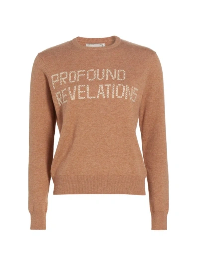 Lingua Franca Women's Profound Revelations Cotton-blend Crewneck Sweater In Macchiato