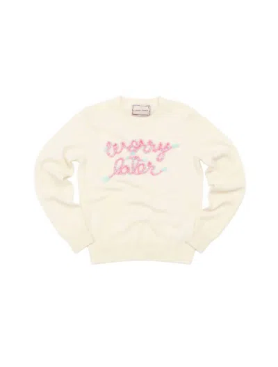 Lingua Franca Women's Worry Later Crewneck Sweater In Cream In White