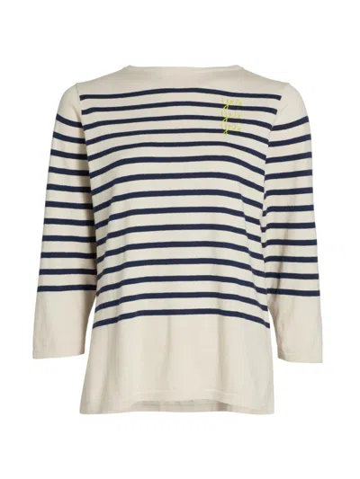 Lingua Franca Women's Yes/no Striped Boatneck Sweater In Neutral