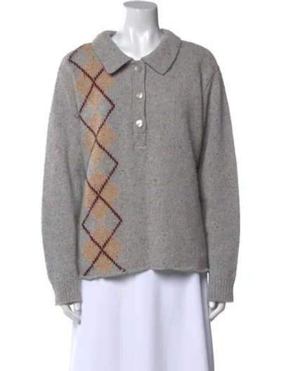 Pre-owned Lingua Franca Wool Crew Neck Sweater In Gray