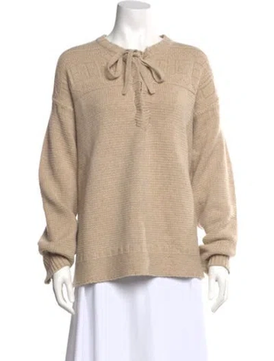 Pre-owned Lingua Franca Wool Crew Neck Sweater In Neutral