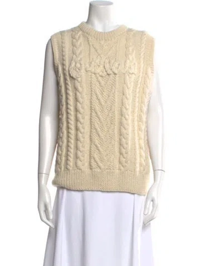 Pre-owned Lingua Franca Wool Crew Neck Sweater In Neutral