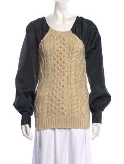Pre-owned Lingua Franca Wool Crew Neck Sweater In Neutral