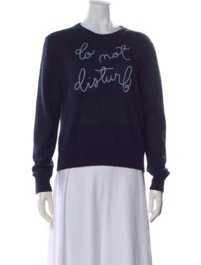 Pre-owned Lingua Franca Wool Graphic Print Sweater In Blue